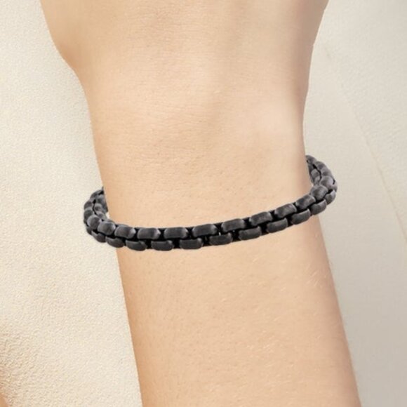 DAVID YURMAN STERLING SILVER & STAINLESS STEEL BOX CHAIN BRACELET - Picture 9 of 9